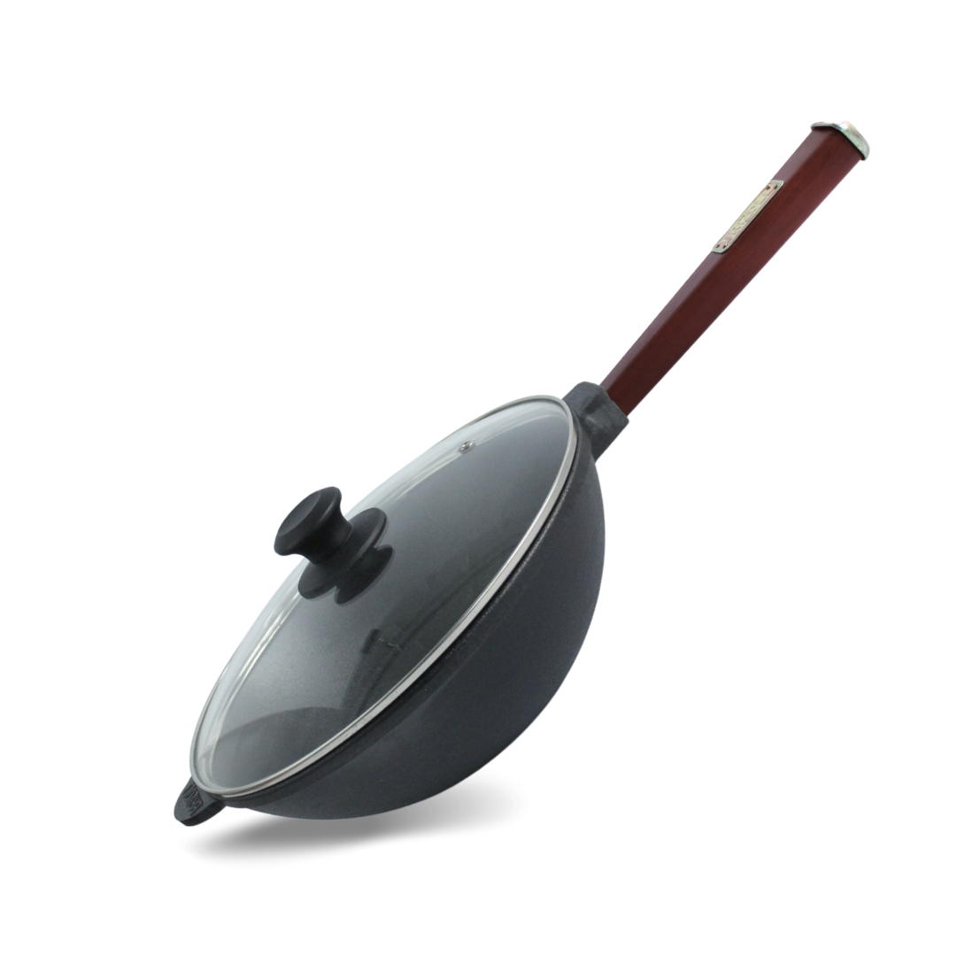 Чугунная сковорода Brizoll с деревянной ручкой и стеклянной крышкой WOK 2,2 л Бордовый (32551136) Чугунная сковорода Brizoll с деревянной ручкой и стеклянной крышкой WOK 2,2 л Бордовый (32551136)