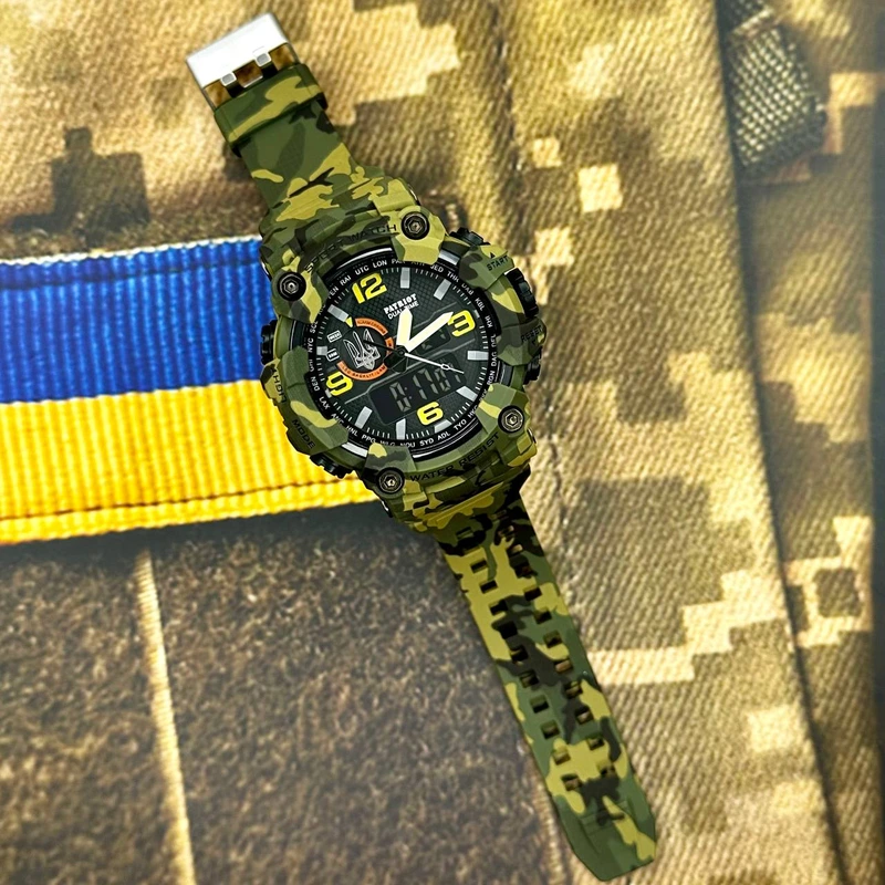 Наручные часы Patriot 002CMGRUASI Тризубец серебро с коробкой Зеленый камуфляж - фото 2 Наручные часы Patriot 002CMGRUASI Тризубец серебро с коробкой Зеленый камуфляж - фото 2