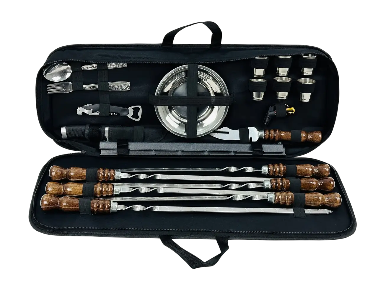 Набор шампуров/посуды GrillMaster с мангалом ножом/сервизом 35 пр. Коричневый (10-164-NB-2263)