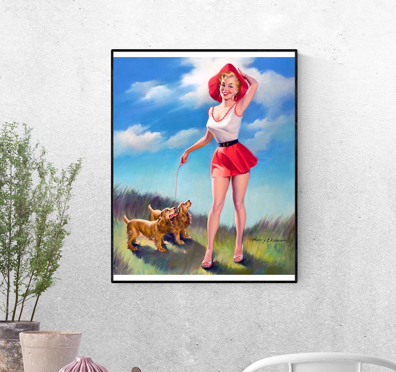 Постер На природе с собаками. Гарри Экман формат А-2 (pin_up010223_Poster)