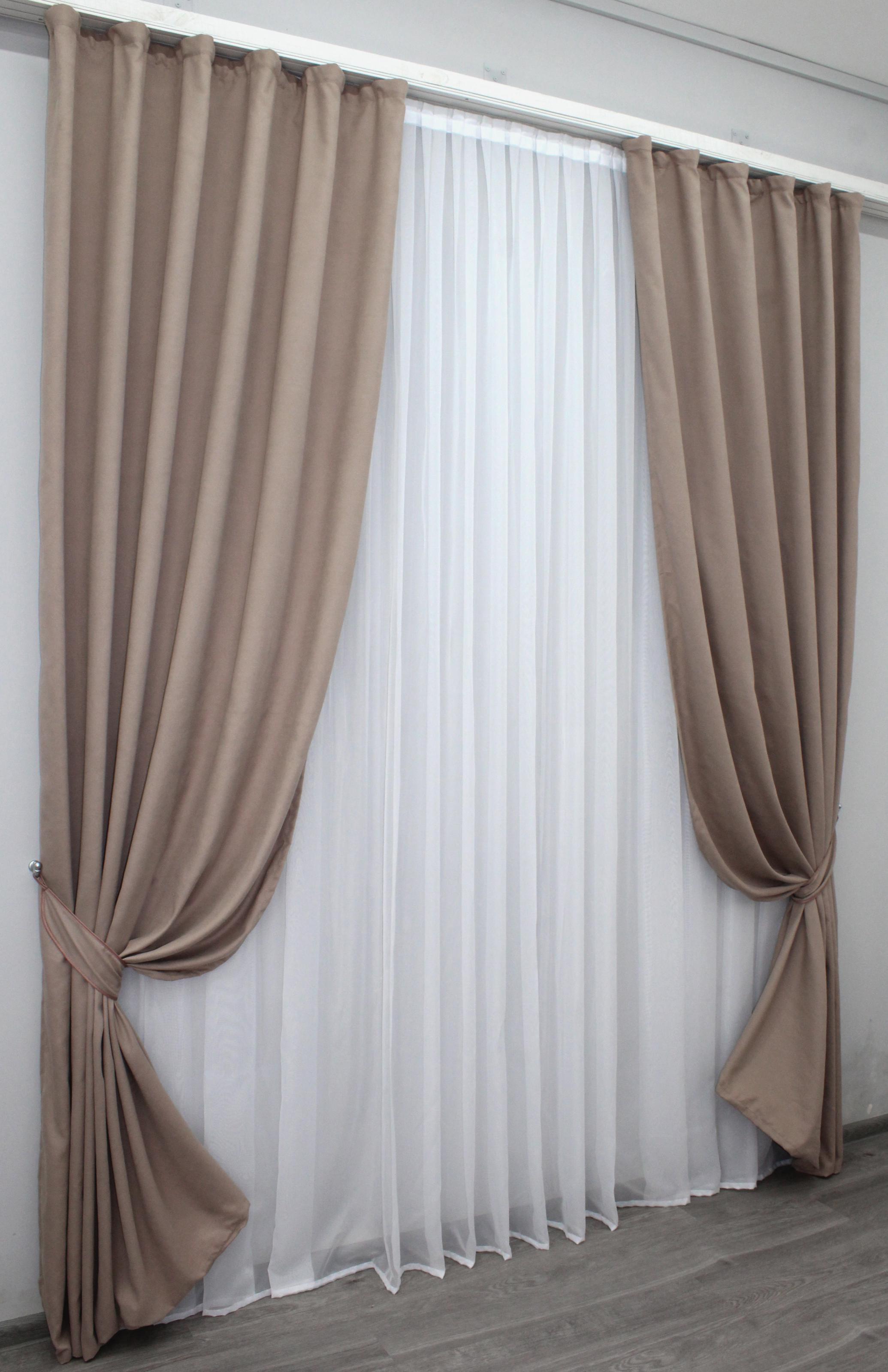 Комплект штор VR-Textil Petek № 1014ш микровелюр 100х270 см 2 шт. Светлое какао (31-323)