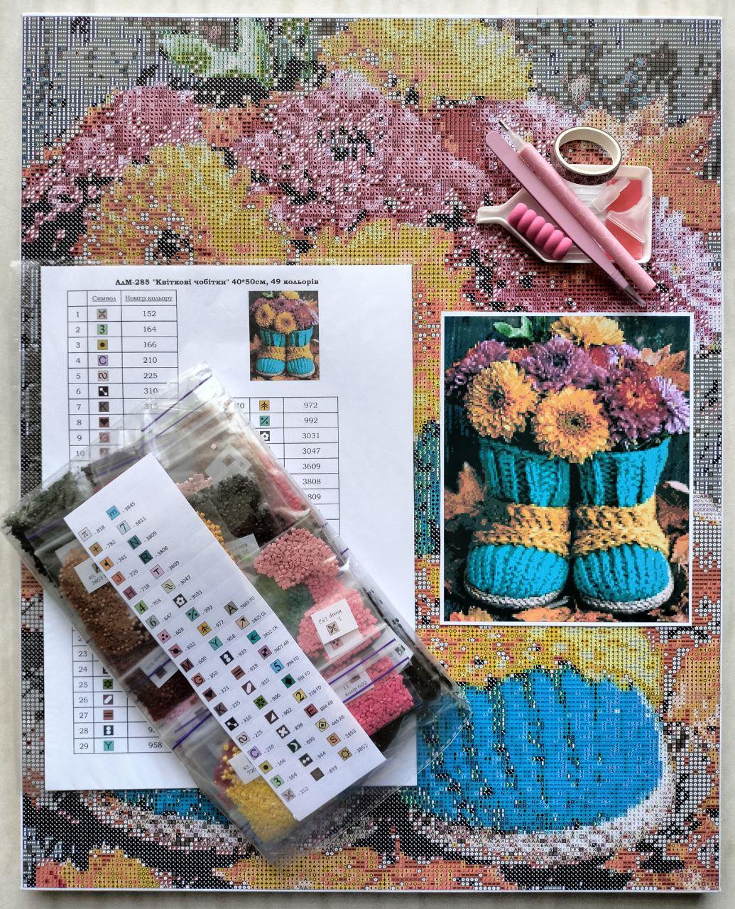 Алмазная мозаика АлМазка Цветочные сапожки квадратные алмазы на подрамнике 40x50 см (АлМ-285) - фото 2 Алмазная мозаика АлМазка Цветочные сапожки квадратные алмазы на подрамнике 40x50 см (АлМ-285) - фото 2