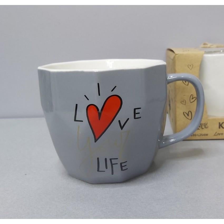 Чашка Milika Love your life M0520-NY12 фарфоровая 360 мл Gray