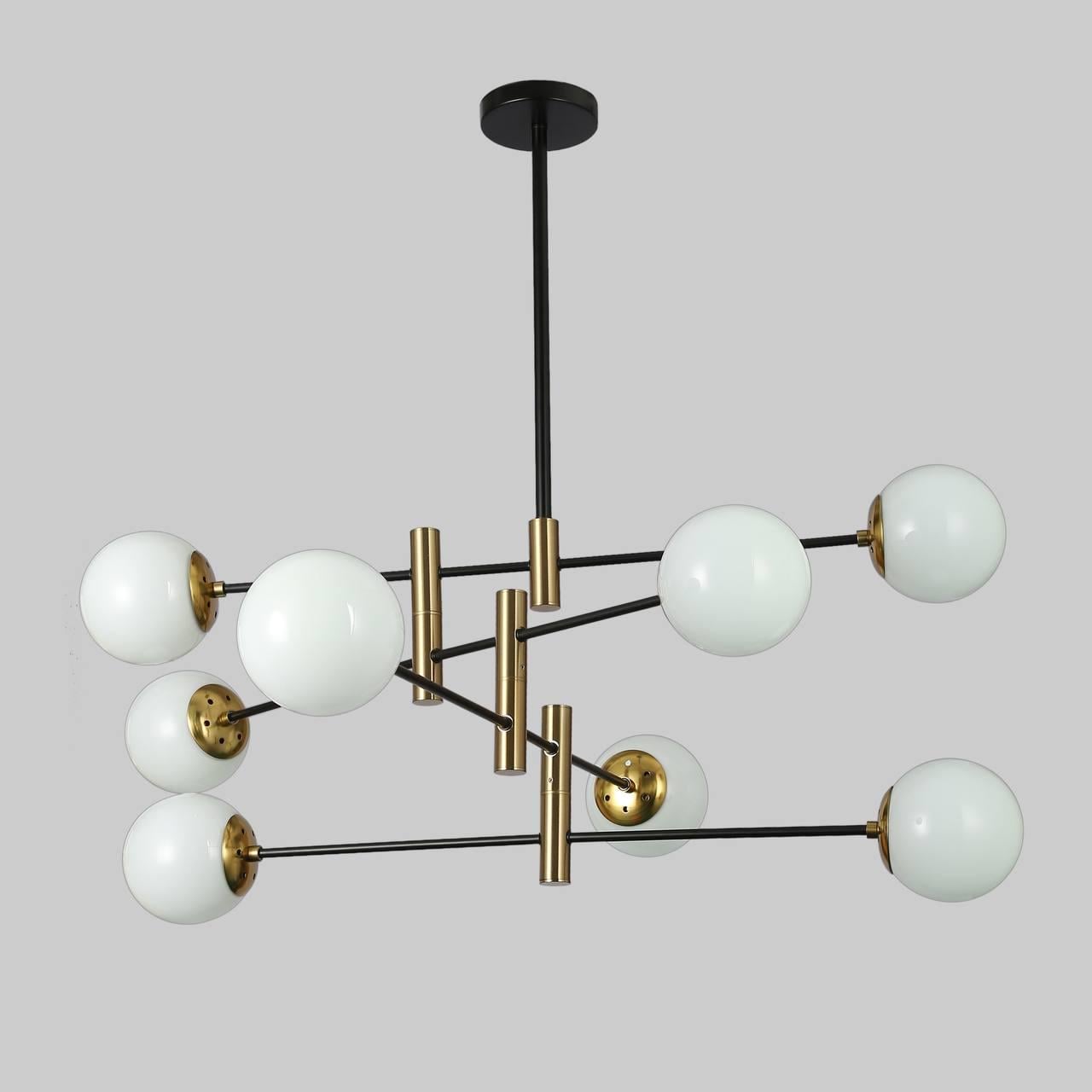 Люстра современная на 8 ламп Черный (909-LXL3012-8 BK+WH)