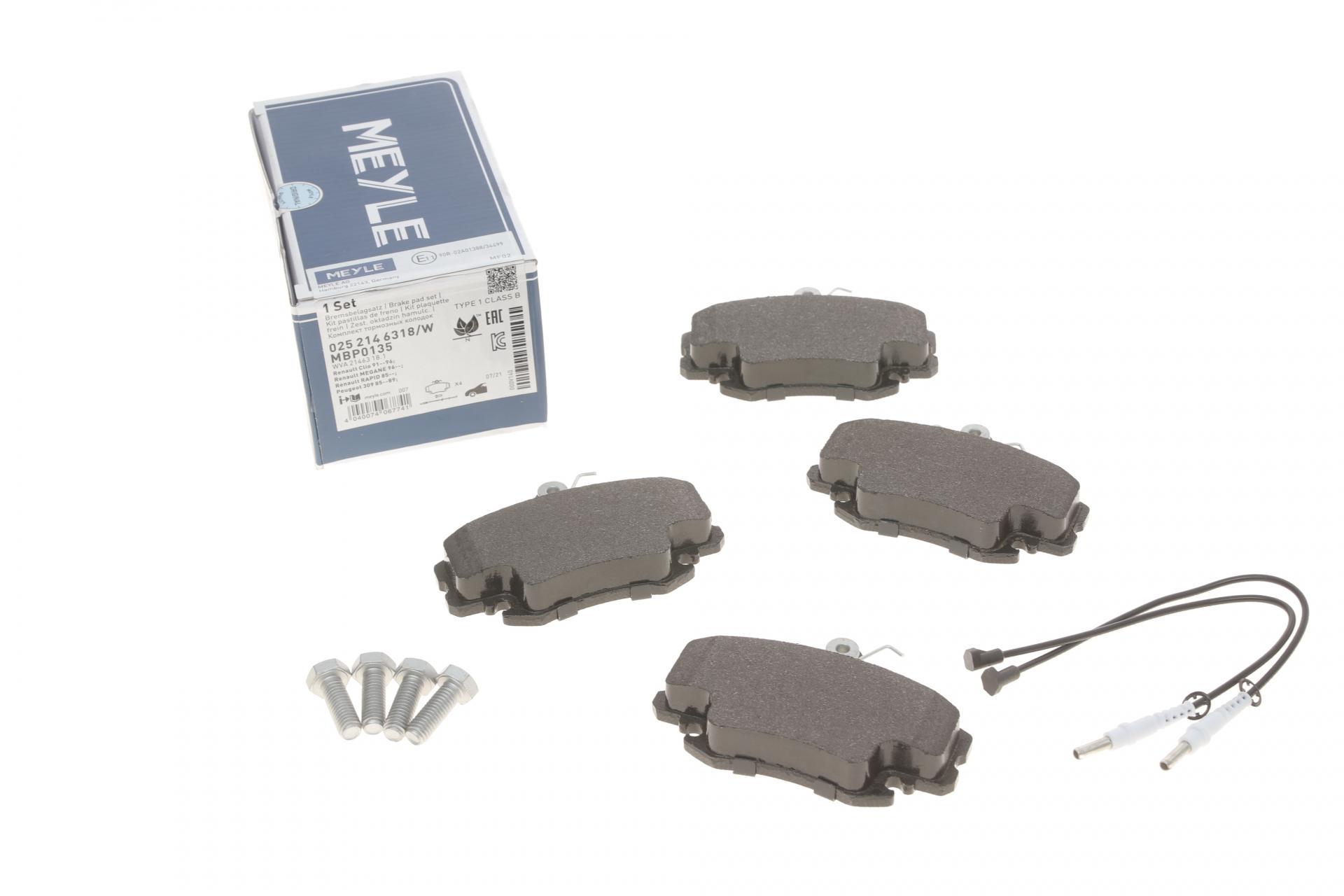 Тормозные колодки передние Meyle для Dacia Logan 04-/Renault Symbol/Clio/Megane/Peugeot 309 (025 214 6318/W)