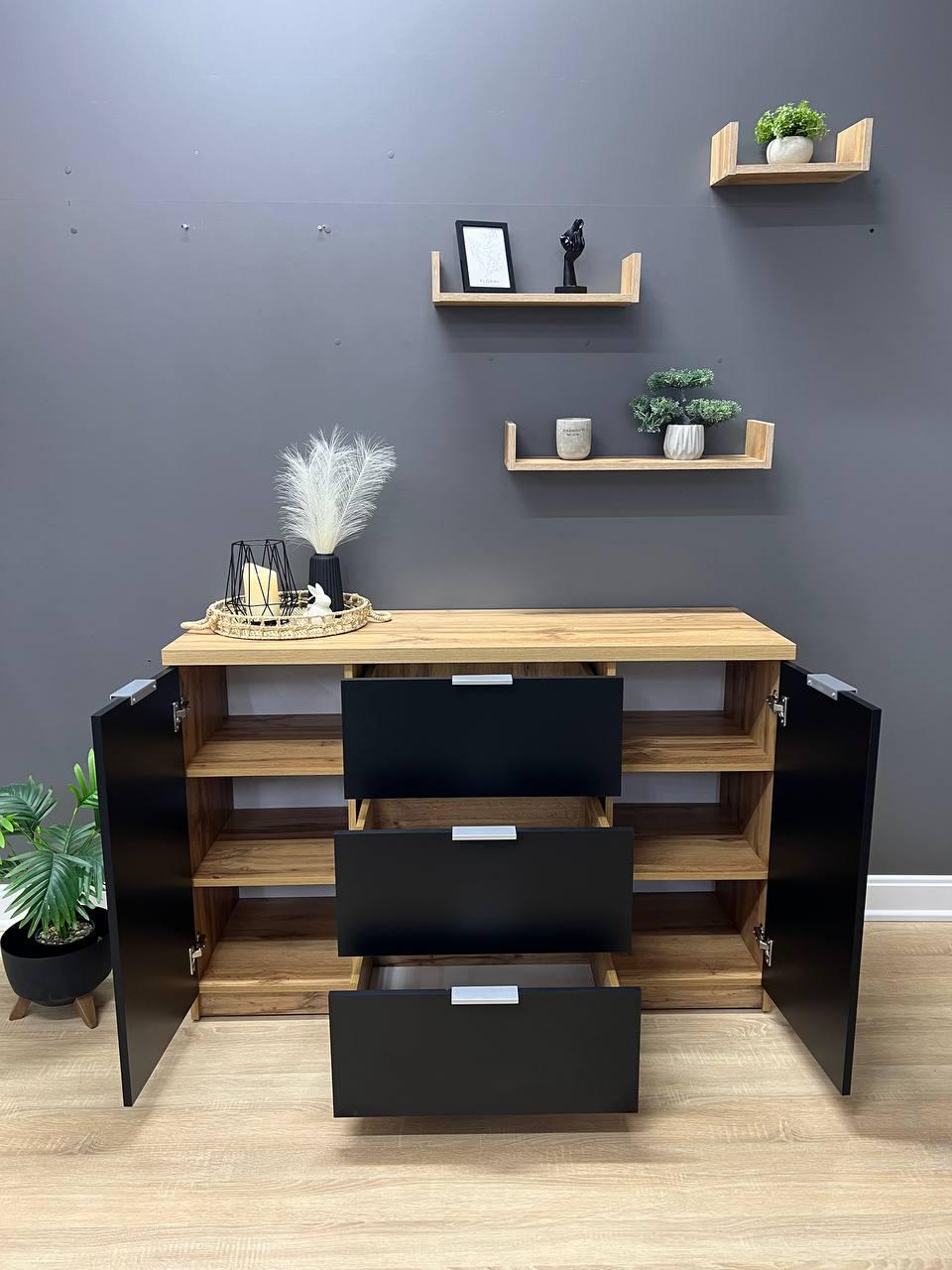 Комод Комфорт 3+2 1300х850х450 мм Дуб Аппалачі/Чорний - фото 2 Комод Комфорт 3+2 1300х850х450 мм Дуб Аппалачі/Чорний - фото 2