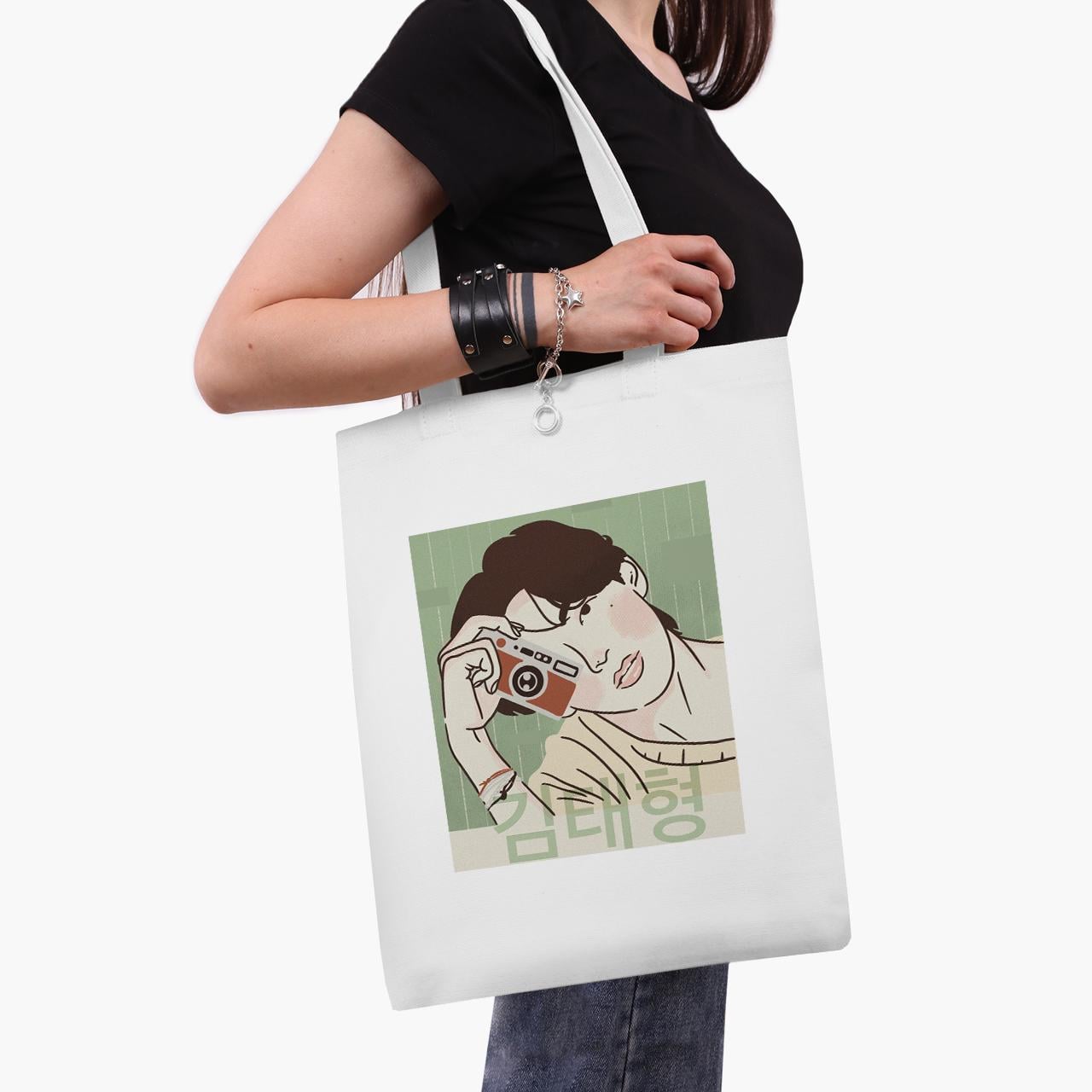 Эко сумка шоппер Kim Tae-hyung BTS 41x35 см Белый (9227-3262-WT1)