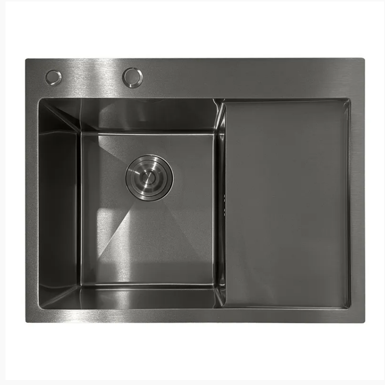 Мийка кухонна MIXXUS MH6350L 3,0/0,8 мм з нержавіючої сталі інтегрована праве крило Nano-Black (MI7045)