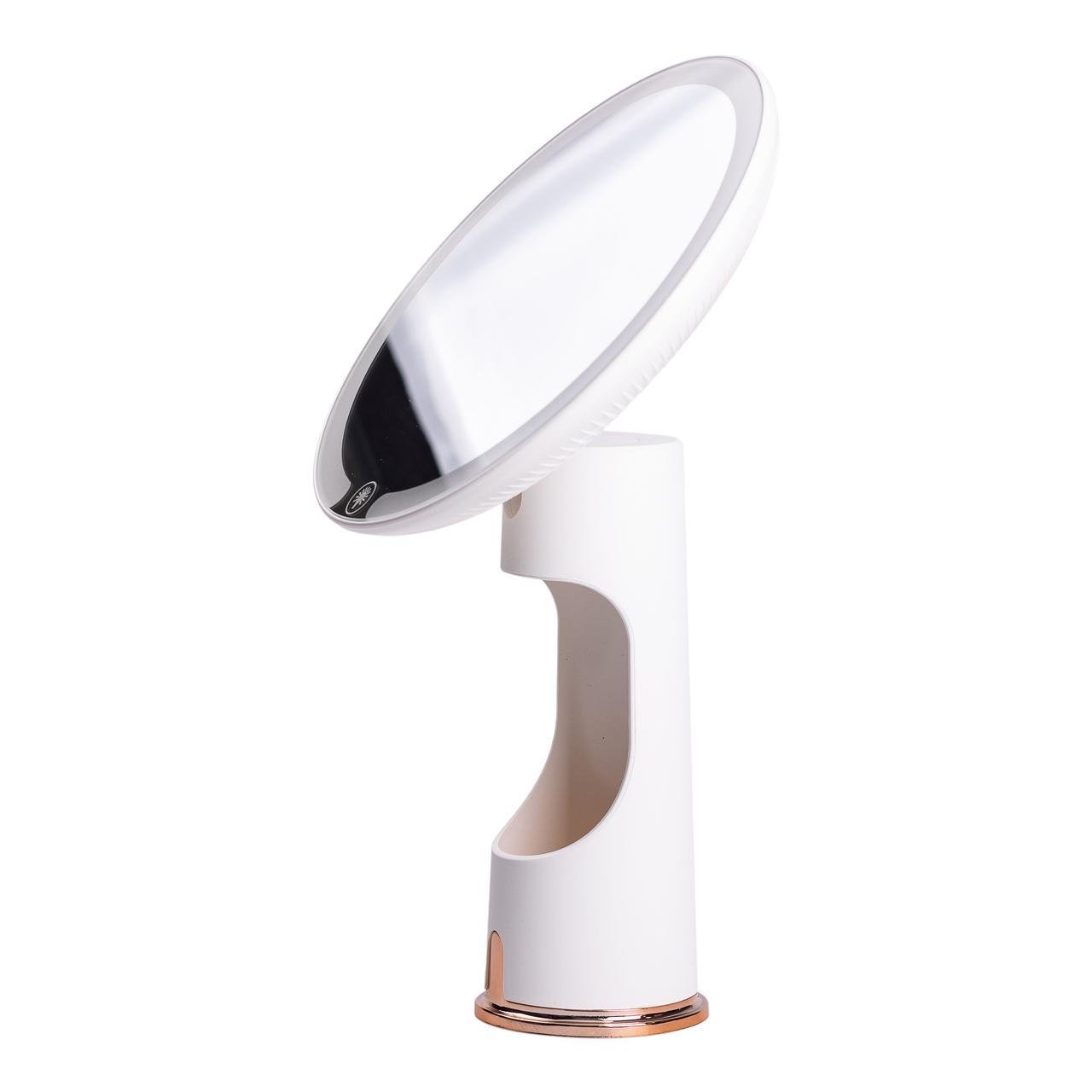 Зеркало с подсветкой настольное круглое HP-10-1AW 18,5х10х29 см USB Белый (A-033785) - фото 2