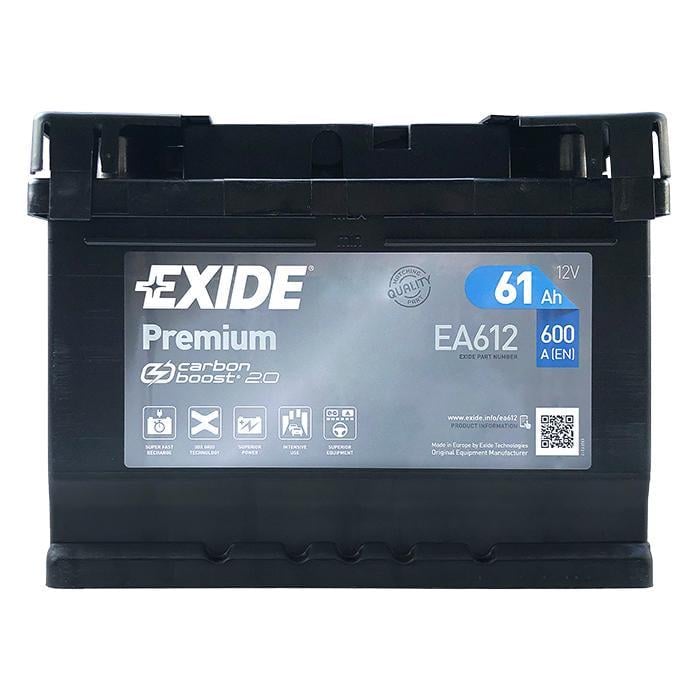 Аккумулятор автомобильный EXIDE Premium Carbon Boost EA612 EN 6СТ-61Ah АзЕ 600A (76101)