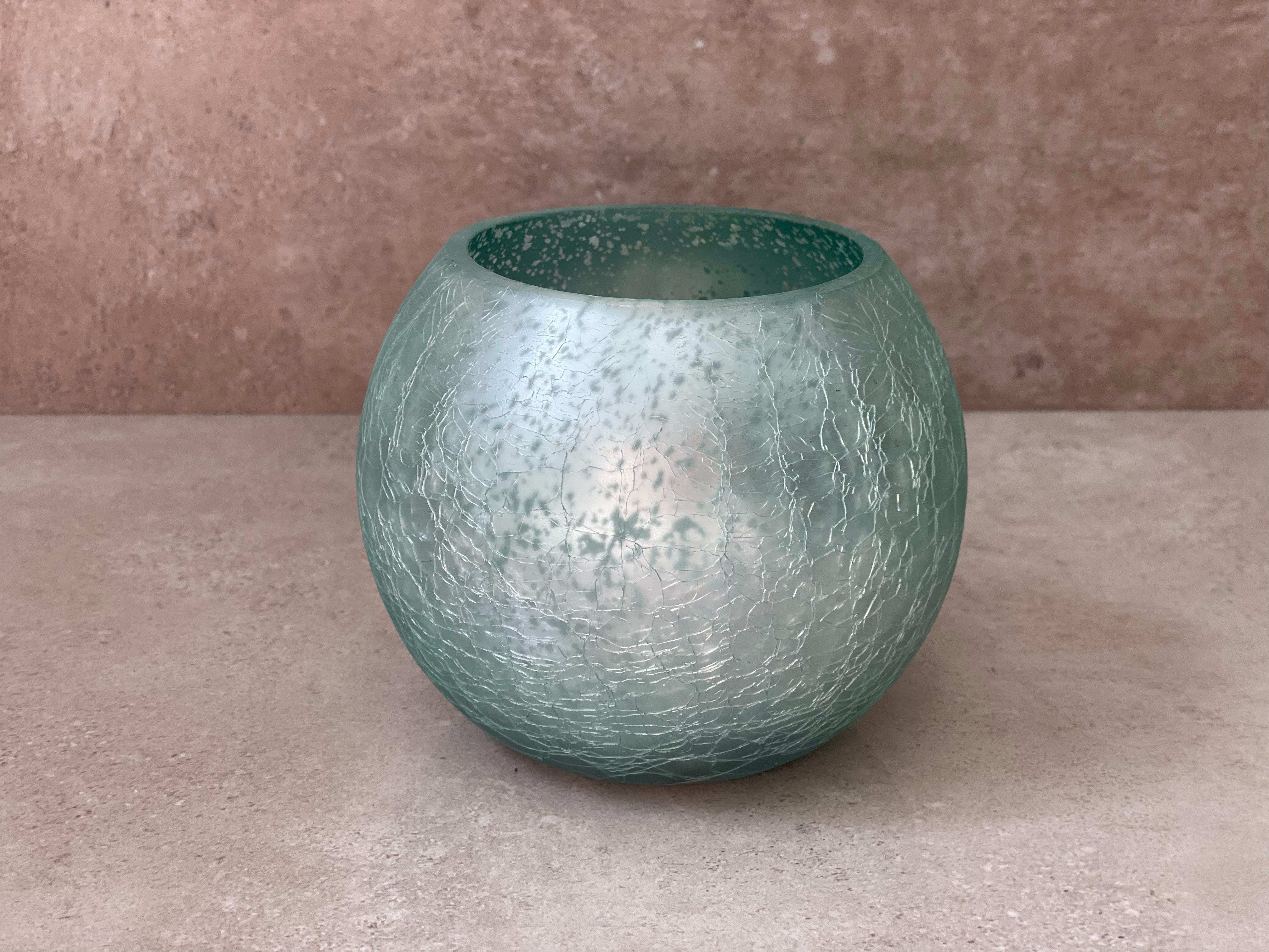 Подсвечник стеклянный с эффектом разбитого стекла J-LINE 12х12 см Зеленый