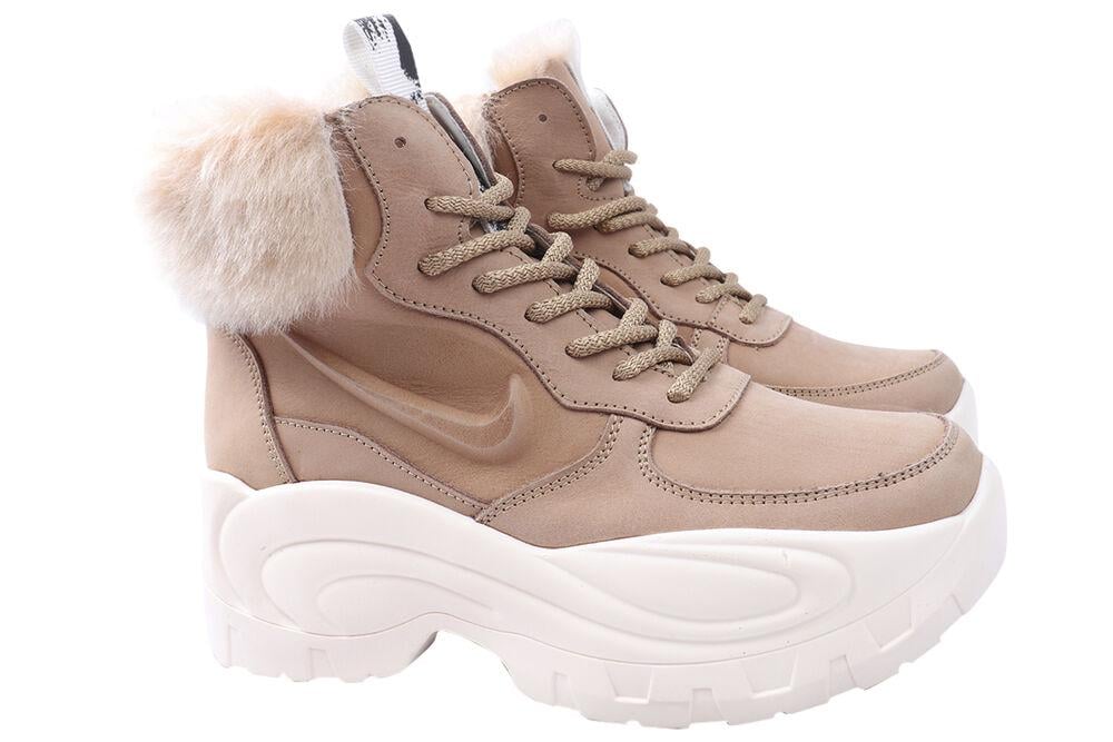 Ботинки женские Best Vak из кожи на платформе р. 36 Бежевый (47-21ZHS)