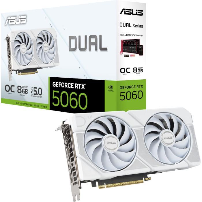 Відеокарта Asus NVIDIA GeForce RTX 5060 DUAL OC 8 Гб 28000 MHz White (DUAL-RTX5060-O8G-WHITE) - фото 5 Відеокарта Asus NVIDIA GeForce RTX 5060 DUAL OC 8 Гб 28000 MHz White (DUAL-RTX5060-O8G-WHITE) - фото 5