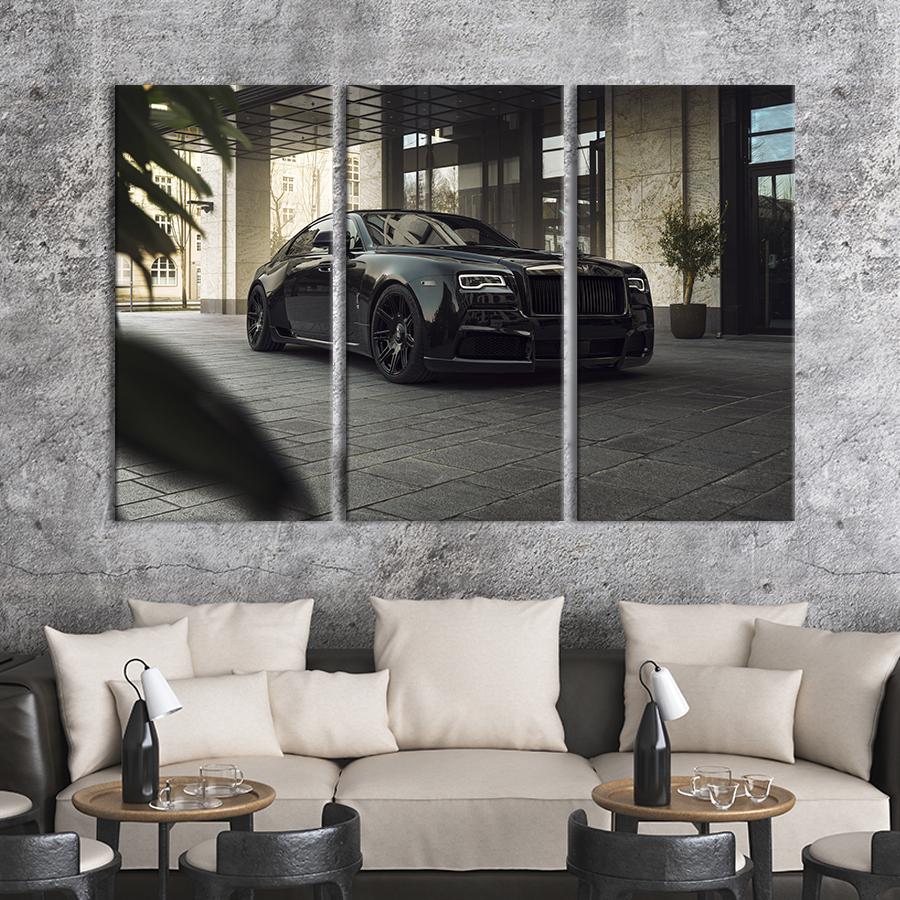 Картина на холсте триптих Представительный автомобиль Rolls-Royce Wraith 128x81 см (1399-31)