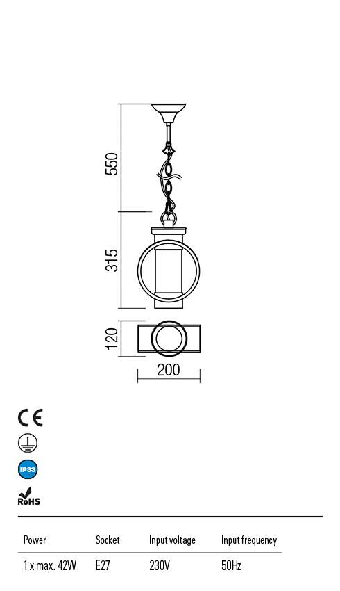 Світильник підвісний вуличний Redo Compass Su E27 42 W Ip23 Cf 5.1.1 (9572) - фото 3