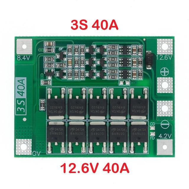 Плата захисту літієвих акумуляторів BMS 3S 40 A 12,6 В - фото 3 Плата захисту літієвих акумуляторів BMS 3S 40 A 12,6 В - фото 3