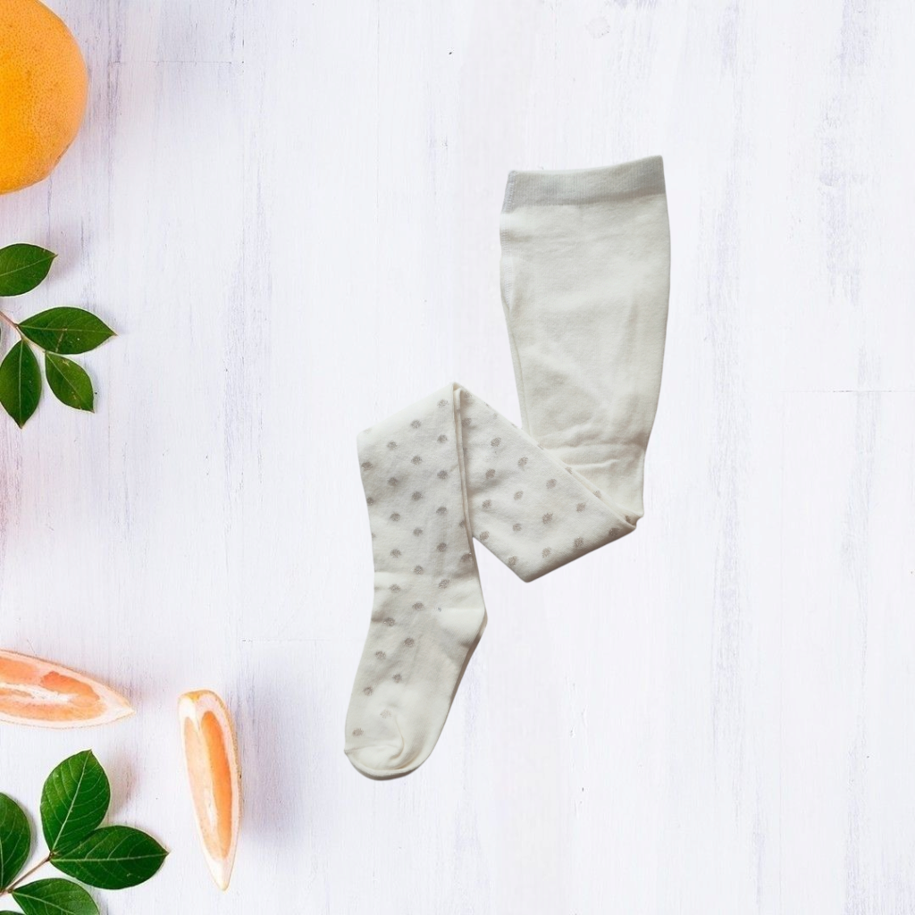 Колготки дитячі Duna демісезонні бавовняні з принтом горошок 98-104 см Молочий