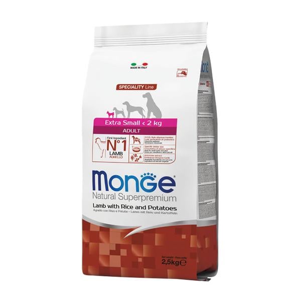 Корм для собак сухой Monge Dog Extrasmall ягненок рис и картофель 2,5 кг (000025608)