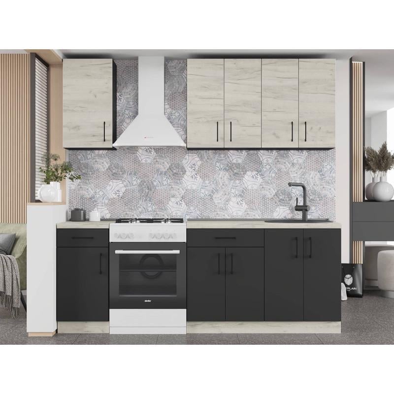 Кухня модульная Эверест Оптима №4 2,2 м Дуб крафт белый/Антрацит (DTM-5704)