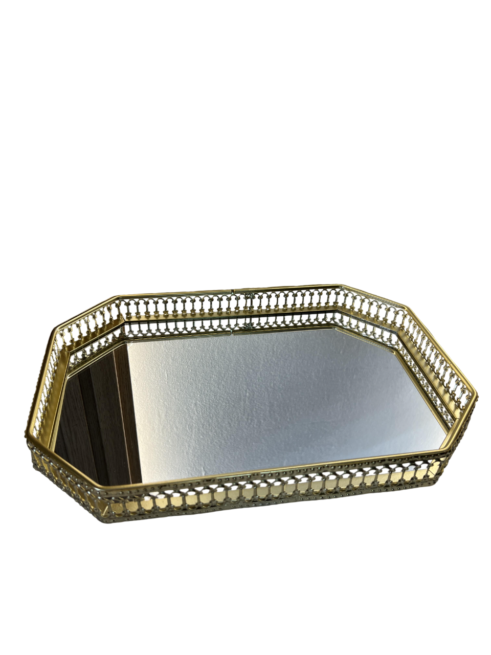 Підставка-полиця таця метал/дзеркало 29х20х4 см Золотий (31772465)