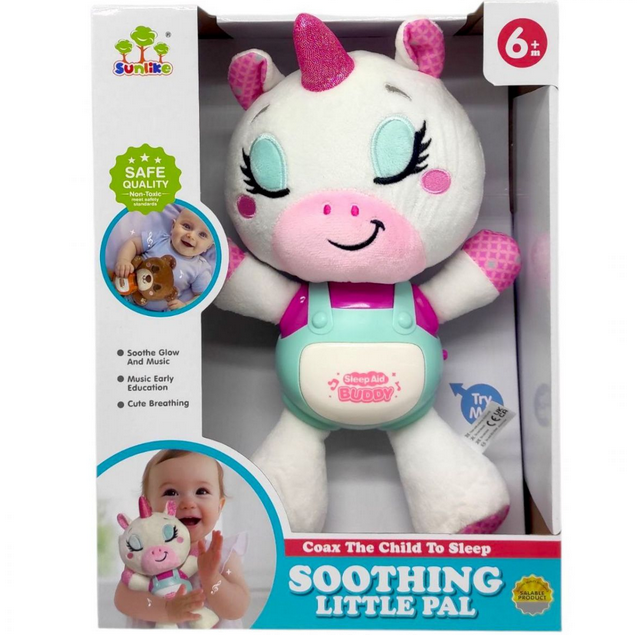 Брязкальце музичне SL 88056 Єдиноріжка на батарейках мелодії звук дихання підсвічування та шелесткі елементи в коробці