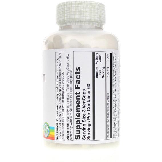Микроэлемент Магний Solaray Magnesium Citrate 400 мг 180 Veg Caps - фото 2