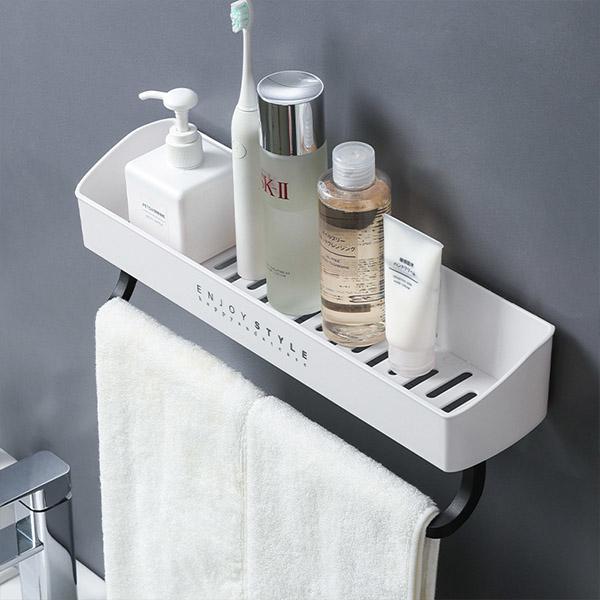 Пряма пластикова полиця NOOOTH J191423C8 Towel rail з вішалкою для ванної Білий теплий - фото 4