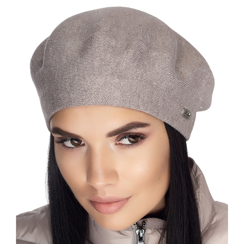 Берет женский Leks сказка двойной с люрексом Бежевый меланж (129420)