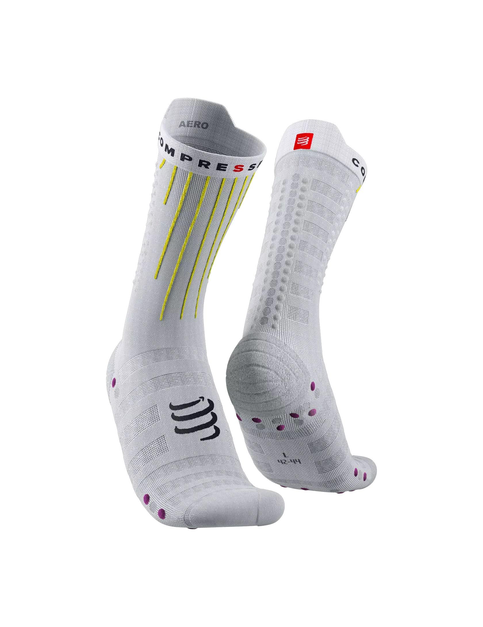 Носки Compressport Aero Socks T3 White/Safe Yellow/Neo Pink