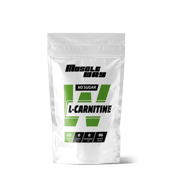 Жироспалювальна амінокислота L-карнітин MuscleWay L-CARNITINE 20% білка на 50 порцій 100 г Без смаку (124-125-kar-mw-rs100)