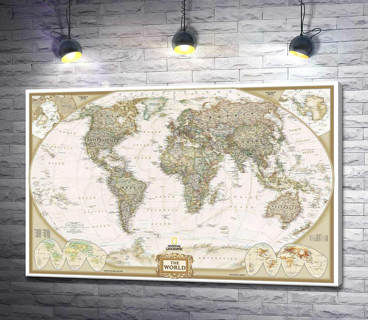 Картина ArtPoster Карта мира от National Geographic в пастельных оттенках 130x86 см Модуль №1 (000483)