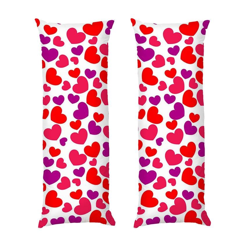 Подушка дакимакура Сердца паттерн Hearts pattern габардин 180х60 см (113129-4)