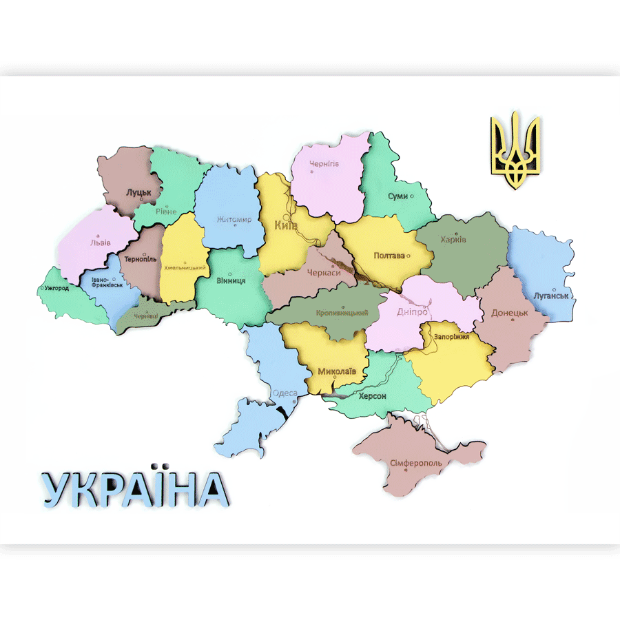 Набор Rosa Talent Карта Украины 3D пастельные цвета МДФ 24,5х18,5 см (2742432199)