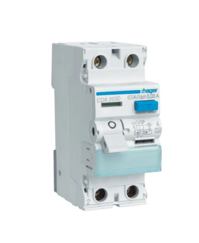 Дифференциальное реле УЗО Hager 2Pх63A 30 мА A 2м A (CDA263D)