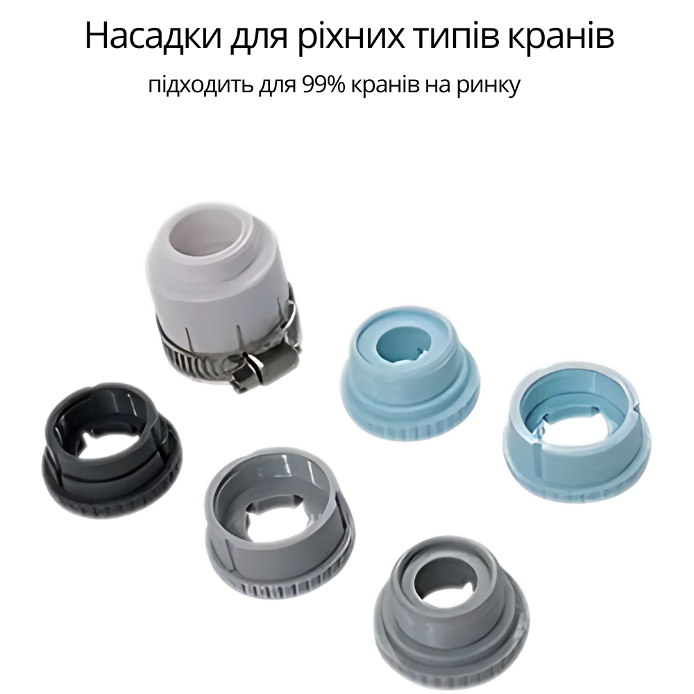 Фільтр насадка для очищення води на кран в кухню та ванну кімнату з універсальними насадками Білий - фото 2 Фільтр насадка для очищення води на кран в кухню та ванну кімнату з універсальними насадками Білий - фото 2