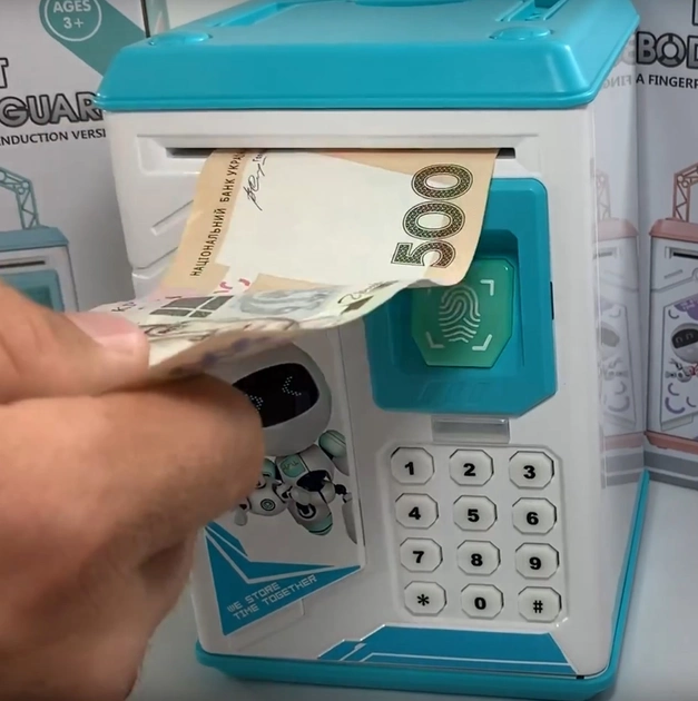 Сейф копилка Robot Bodyguard с кодовым замком интерактивный Синий (AA8) - фото 3