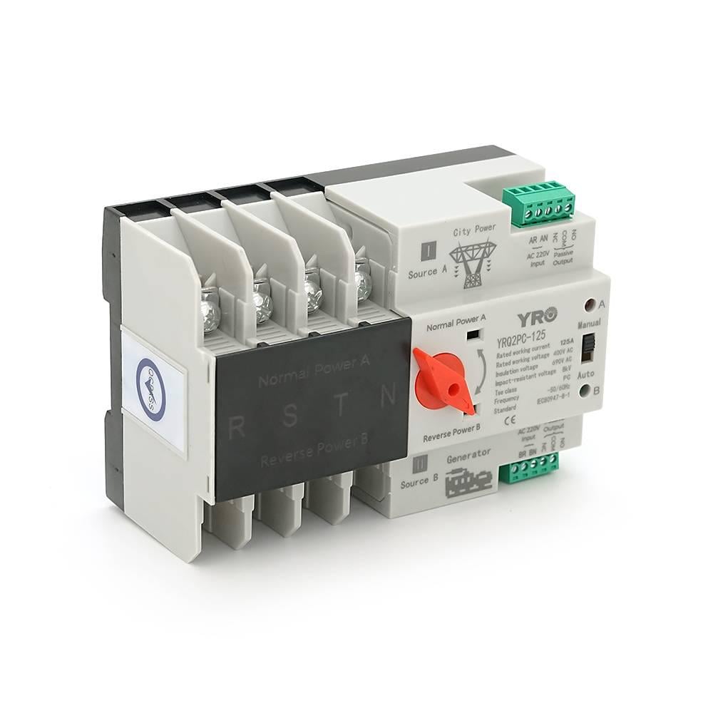 Автомат введення резерву чотириполюсний YRQ2PC-125 400V/125A на DIN-рейку для генераторів (40268)