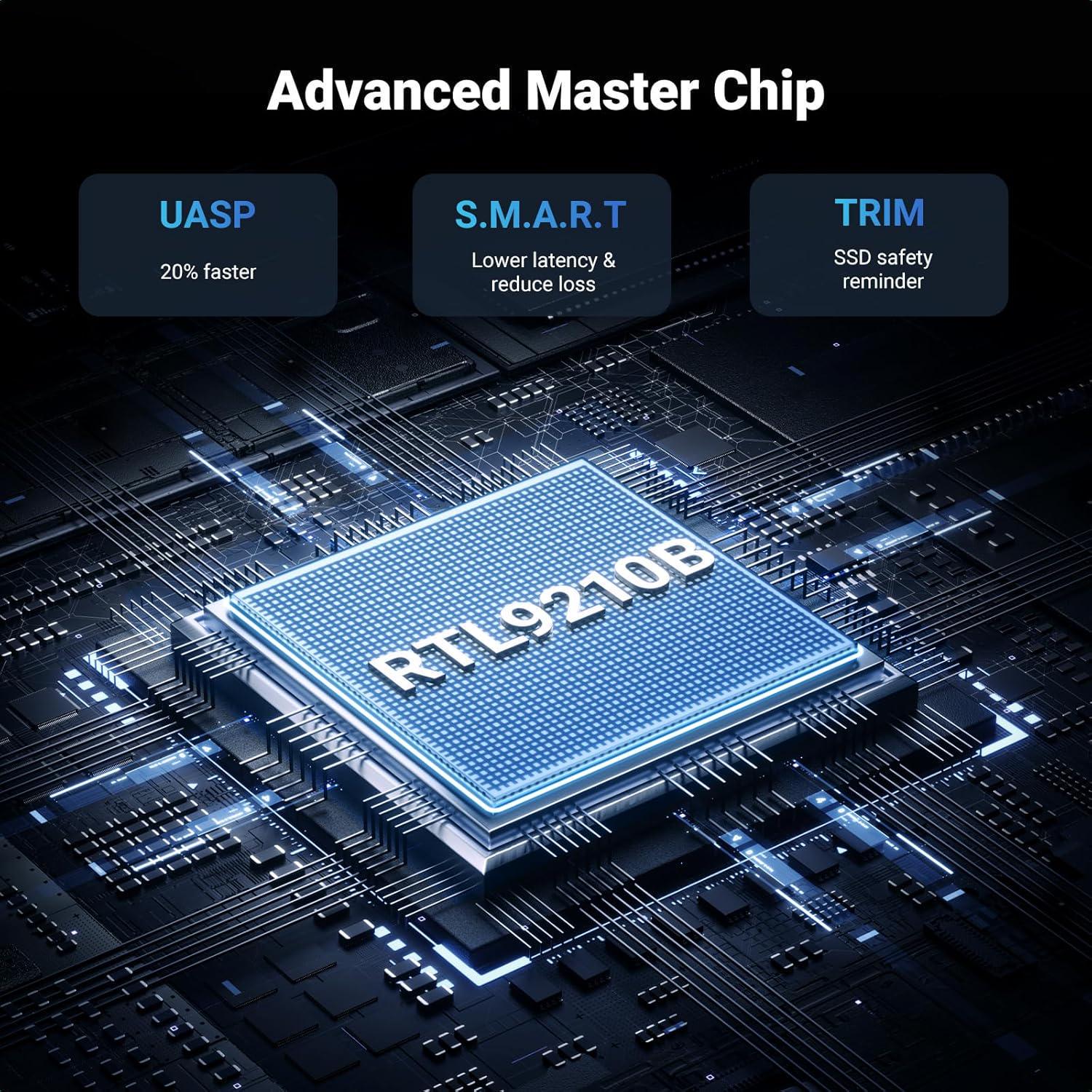 Зовнішній корупус UGREEN для SSD M.2 NVMe/SATA 10 Гбіт/с USB 3.2 Gen 2 UASP TRIM до 8 ТБ Сірий (15813) - фото 12