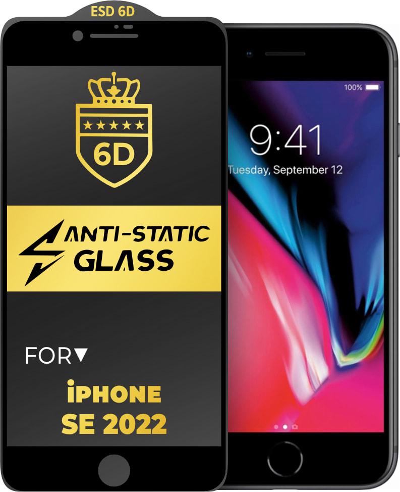 Защитное стекло 6D Anti-Static iPhone SE 2022 Glass Shield Black