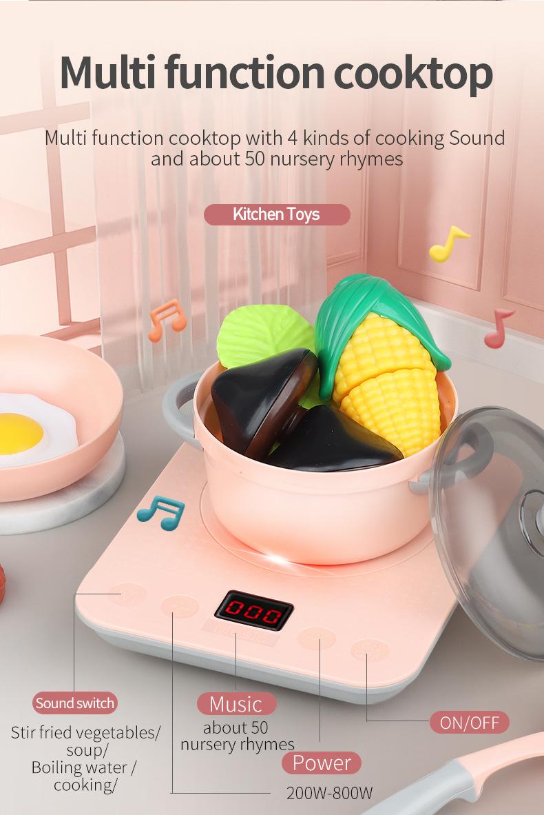 Ігровий набір Dream Kitchen дитяча інтерактивна кухня і посуд 55 предметів Рожевий - фото 8