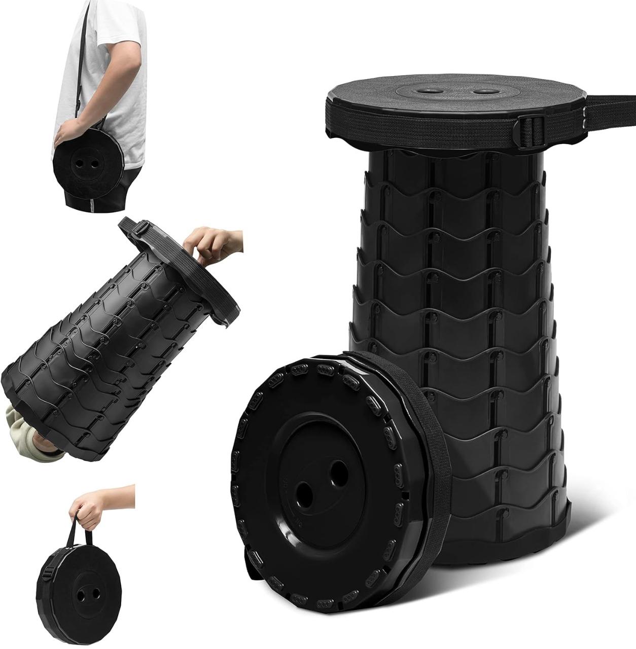 Раскладной телескопический стул туристический 45х25 см Черный - фото 2