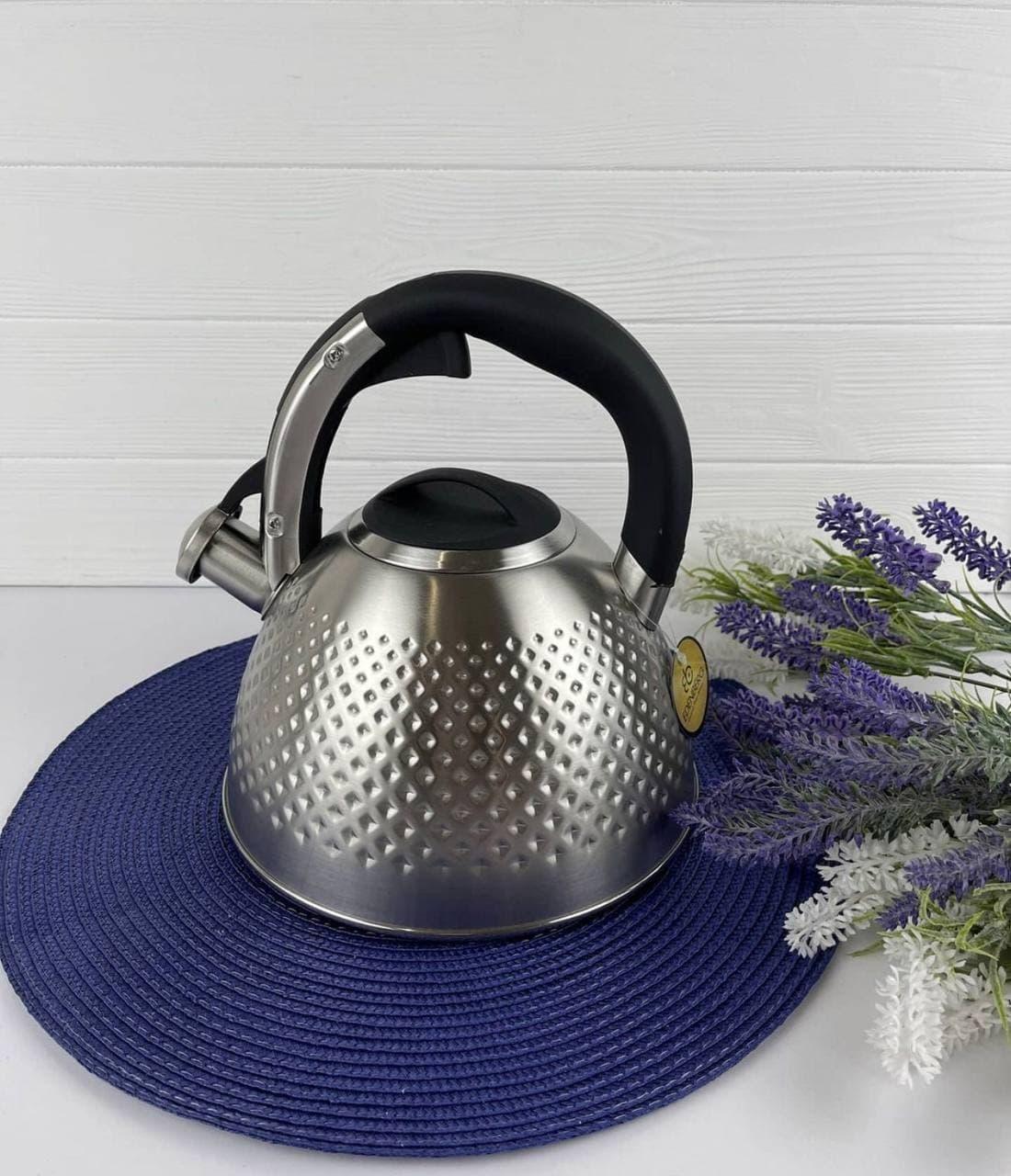 Чайник зі свистком для індукційної плити Edenberg EB-8830 з нержавіючої сталі 3 л Чорний (2530556660)