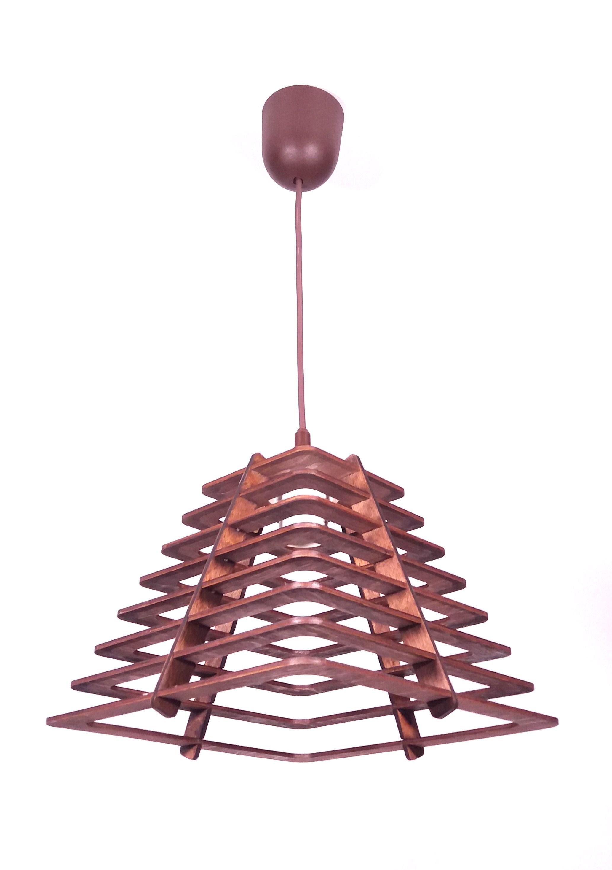 Люстра деревянная Подвес Конус квадрат Коричневый Люстра деревянная Подвес Конус квадрат Коричневый