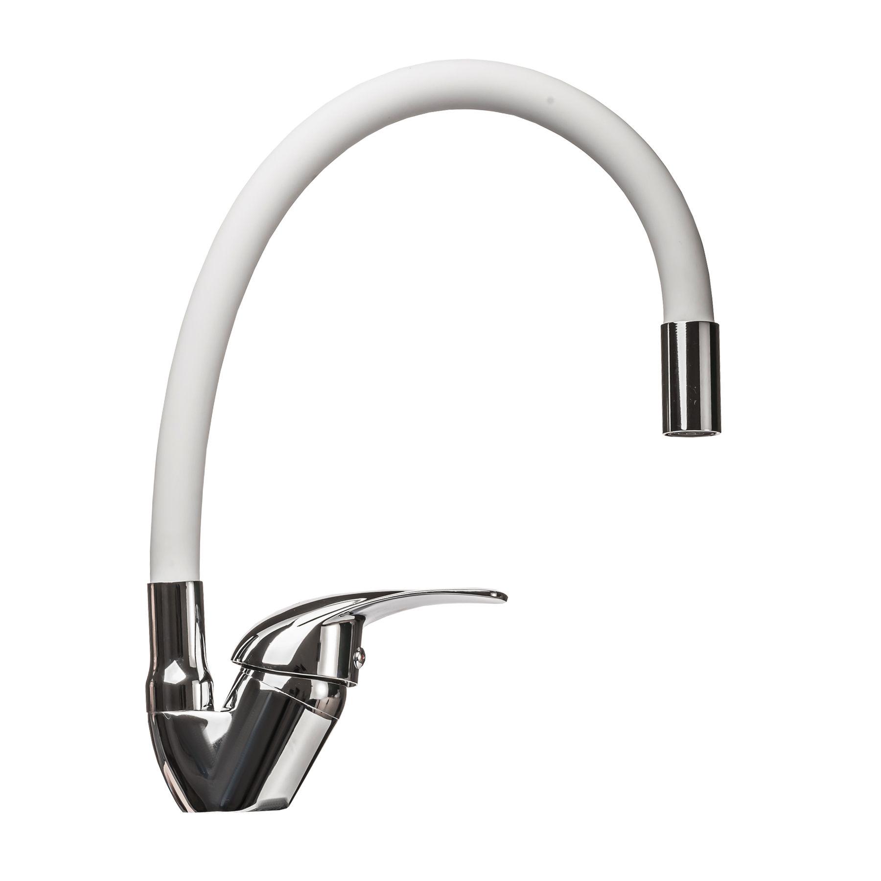 Смеситель для кухни EcoMix E-GEZ-203SLR-WHITE 000017025 с гибким изливом Белый (108265)