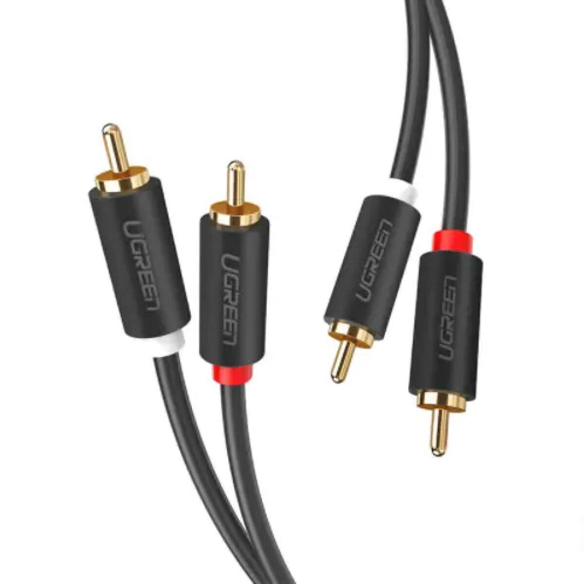 Кабель переходник для аудио UGREEN AV104 2RCA Male to 2RCA Male Cable 200 см Black