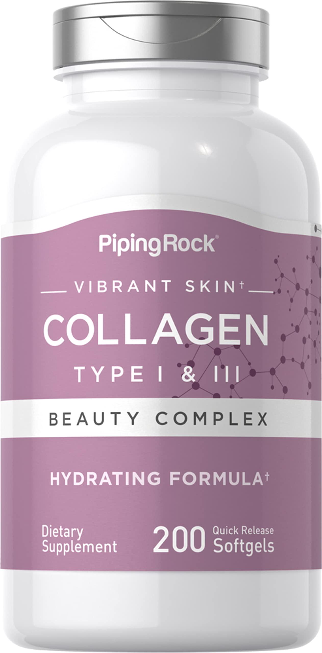 Коллаген типов 1 и 3 Piping Rock Collagen Type I III 200 Quick Release Softgels