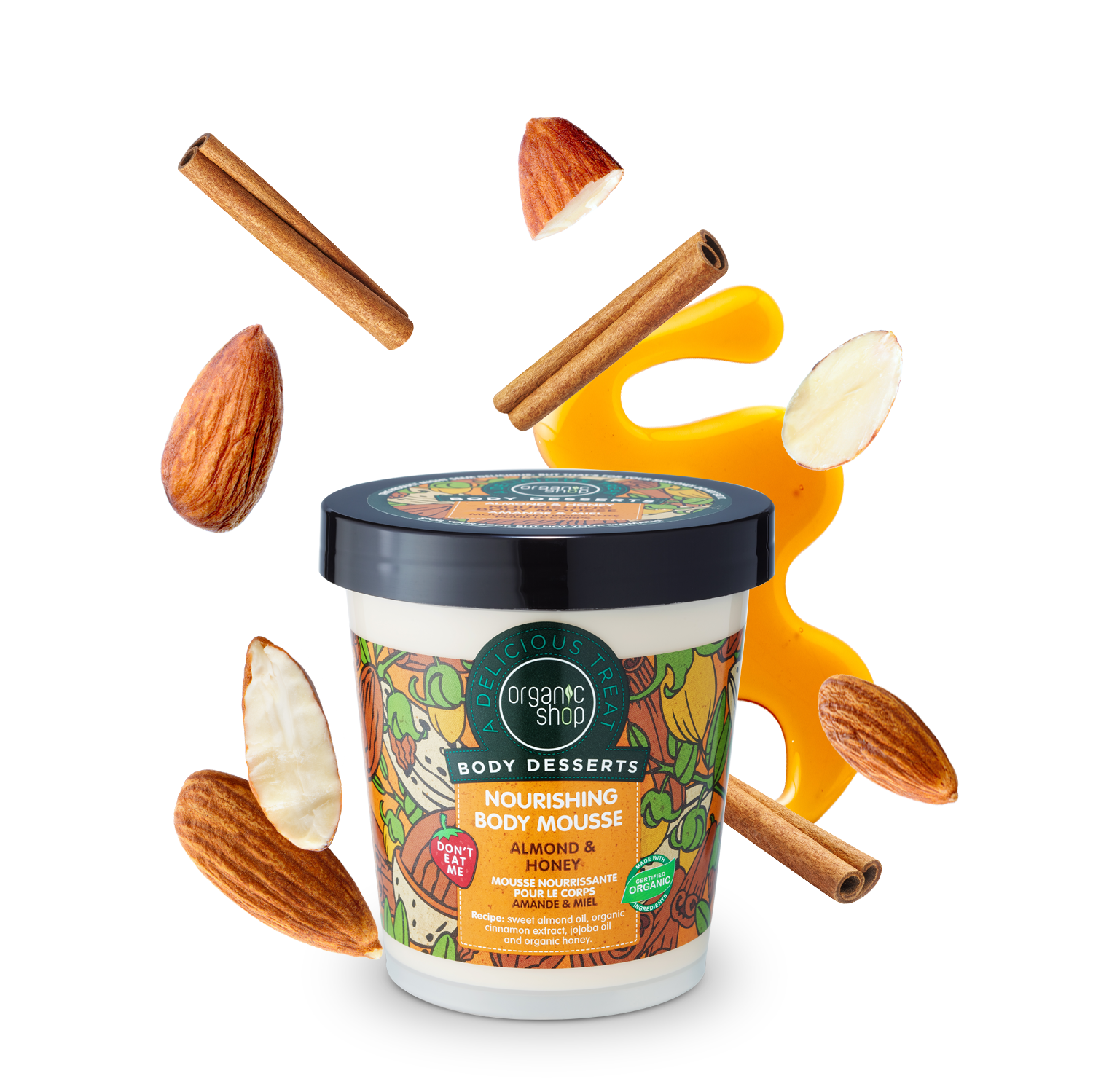 Мус для тіла ORGANIC SHOP Body Desserts Поживний ALMOND & HONEY 450 мл