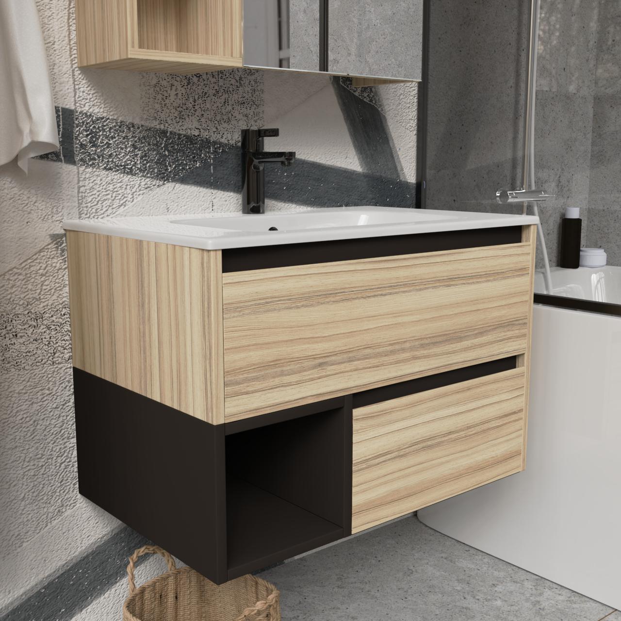 Тумба підвісна з раковиною MVK Vostok Craft 70 В2 700х450х530 мм Коко Боло (c270ko) - фото 2