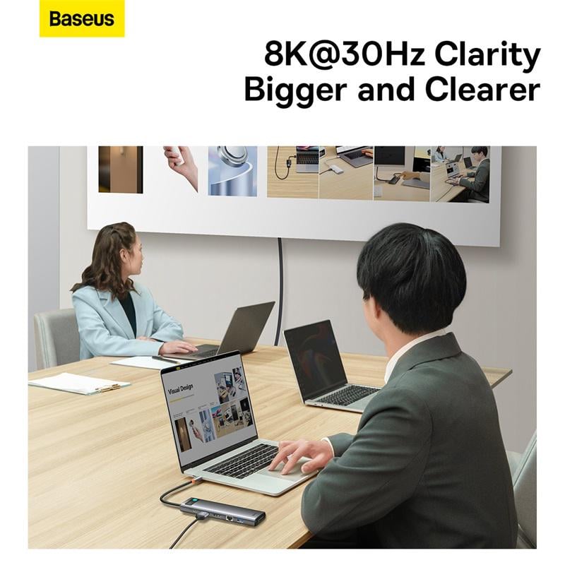 USB-хаб BASEUS Metal Gleam Series 12-in-1 Multifunctional Type-C HUB Docking Station Gray (WKWG020213) - фото 13 USB-хаб BASEUS Metal Gleam Series 12-in-1 Multifunctional Type-C HUB Docking Station Gray (WKWG020213) - фото 13