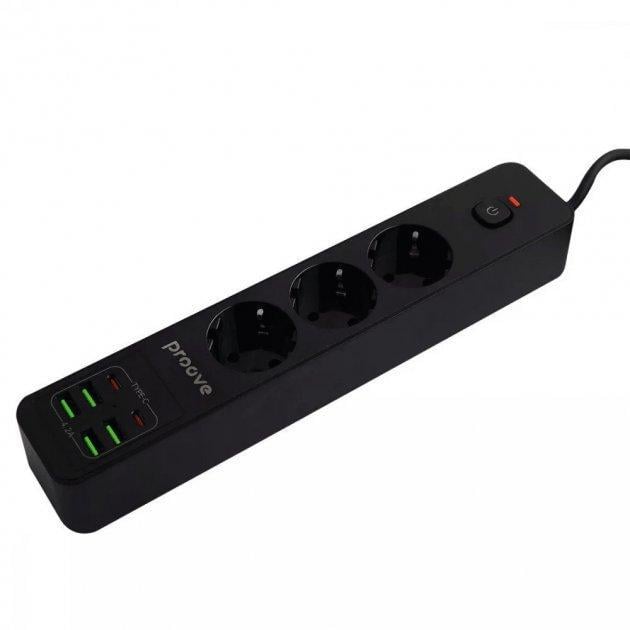 Мережевий фільтр Proove Power Socket P-03/3 розетки/4 USB/2 Type-C 2М Black - фото 5